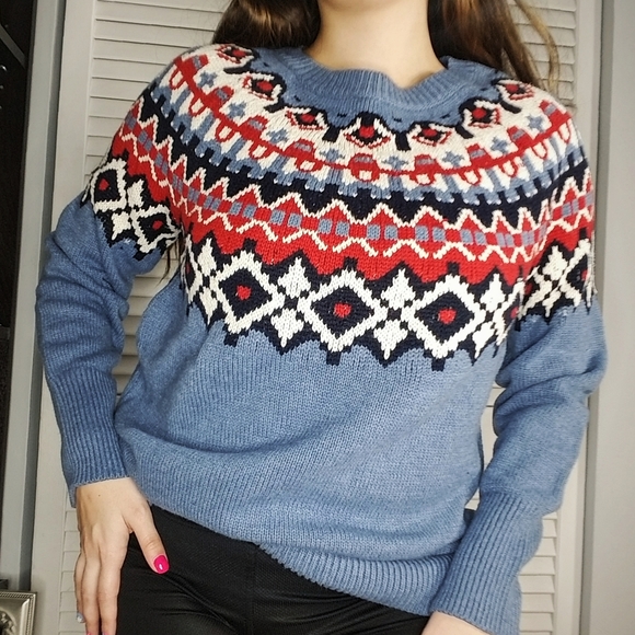 Blue Snowflake Holiday Sweater Women's Medium - Picture 2 of 4